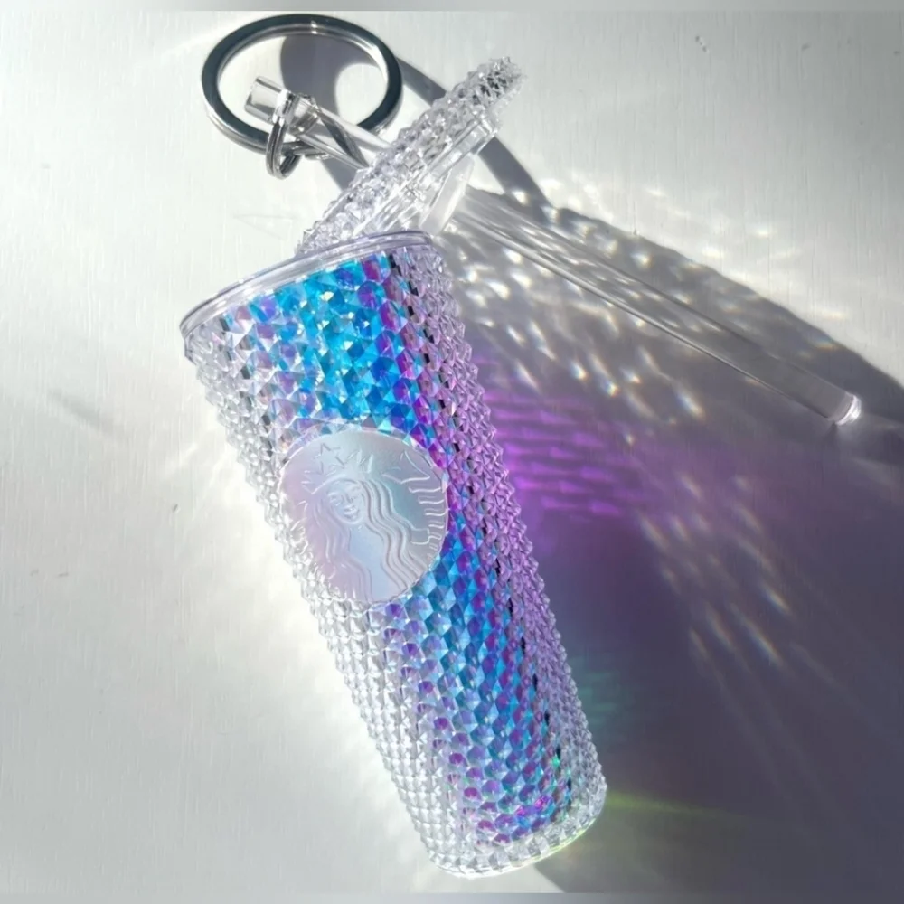 Starbucks Silver Iridescent Studded Cup Keychain! So Cute!